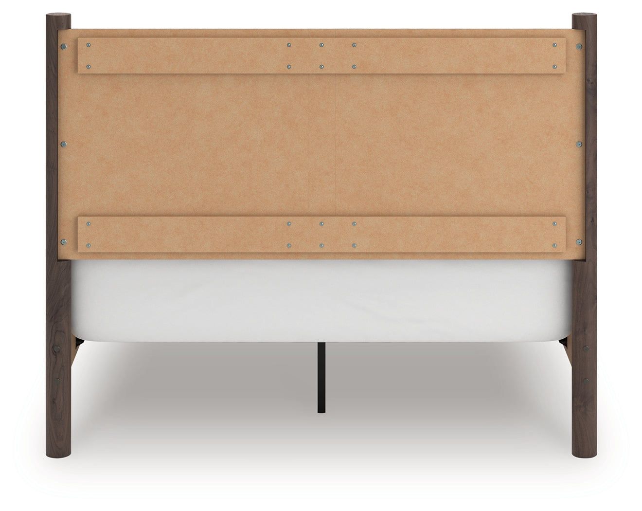 Back view of Pamytta Brown Queen Panel Bed showing finish
