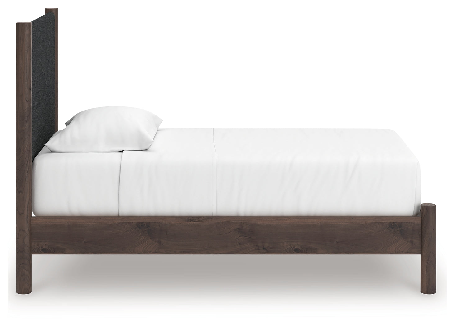 Side view of Pamytta twin platform bed showing headboard