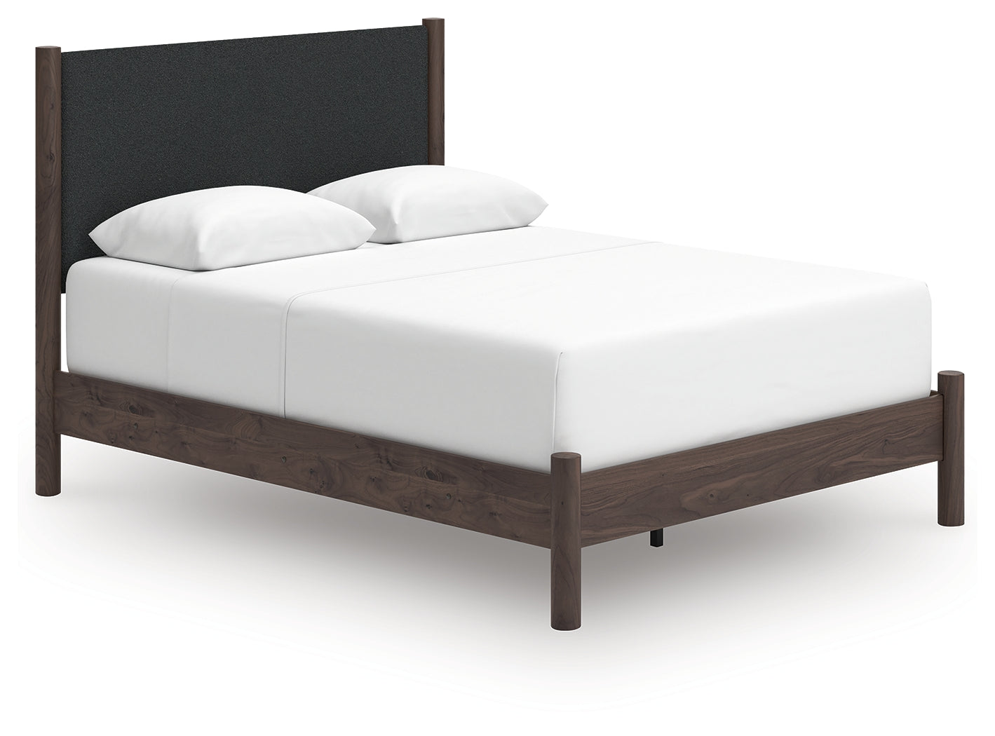 Side angle of Pamytta Brown Queen Upholstered Panel Bed
