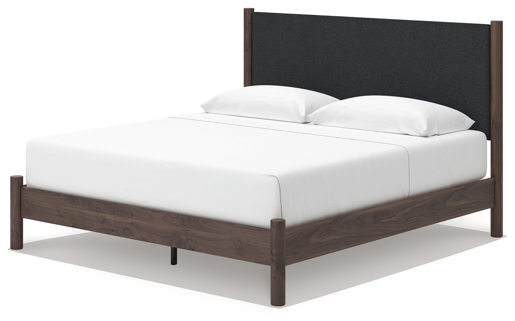 Alternate angle of Pamytta king bed with brown finish