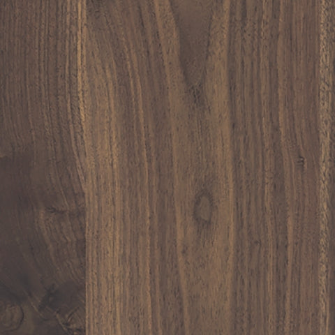 Close-up of Pamytta bed finish showing brown walnut wood grain