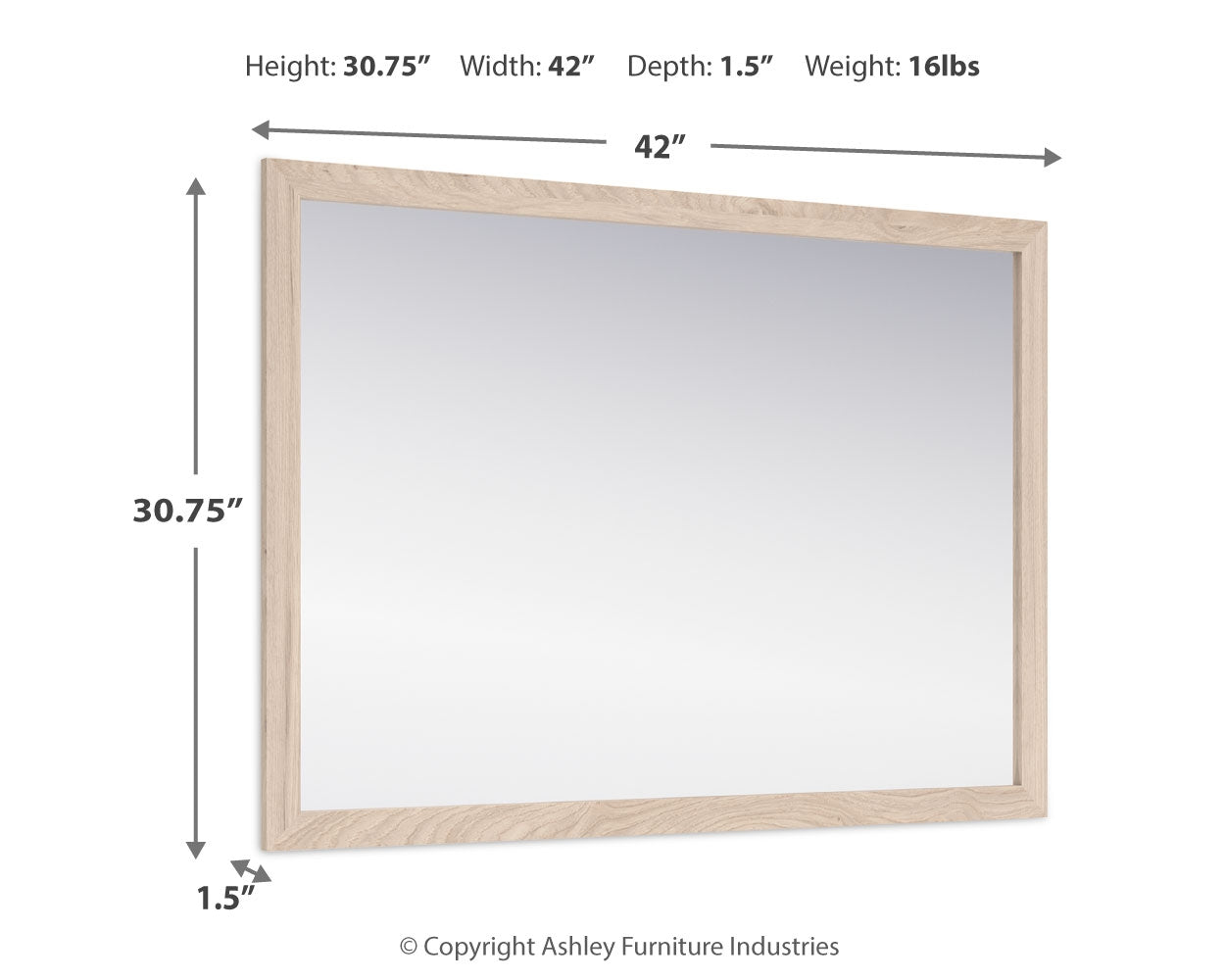 Dimensions diagram for Cadmori bedroom mirror