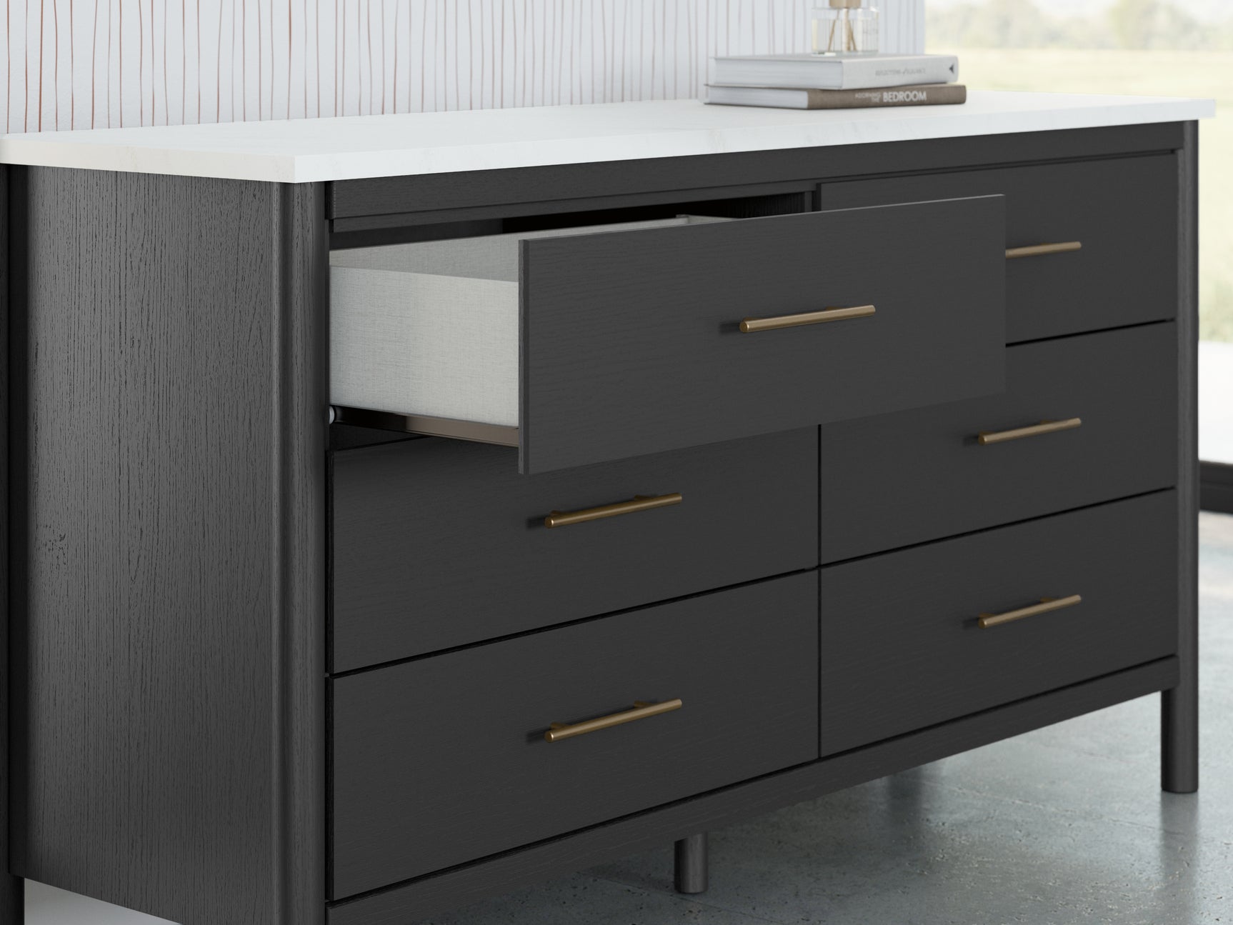 Cadmori dresser fully assembled in room setting