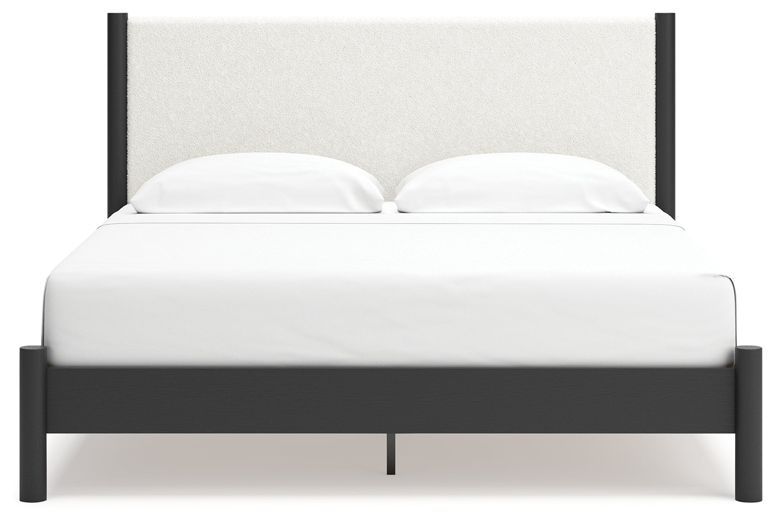 Back view of Cadmori bed frame in matte black finish