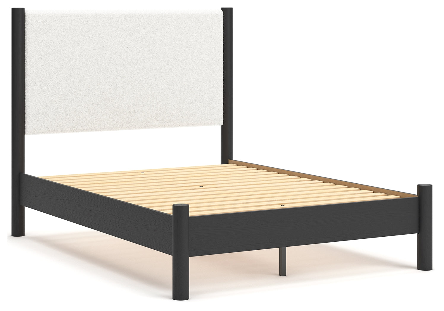 Close-up of Cadmori bed headboard upholstery texture in white