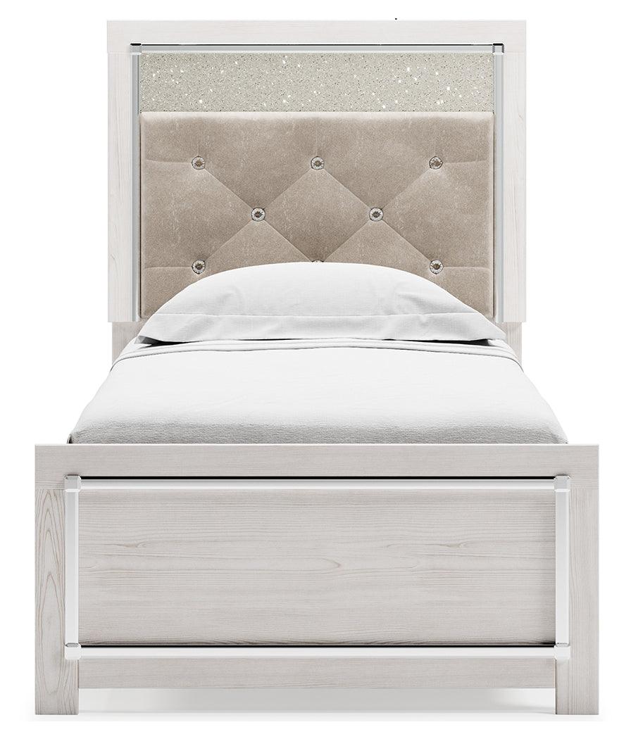 Altyra White Queen Panel Bed head-on view