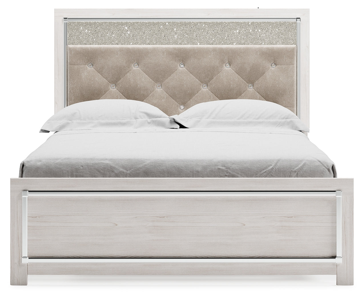Front-facing view of the queen panel bed