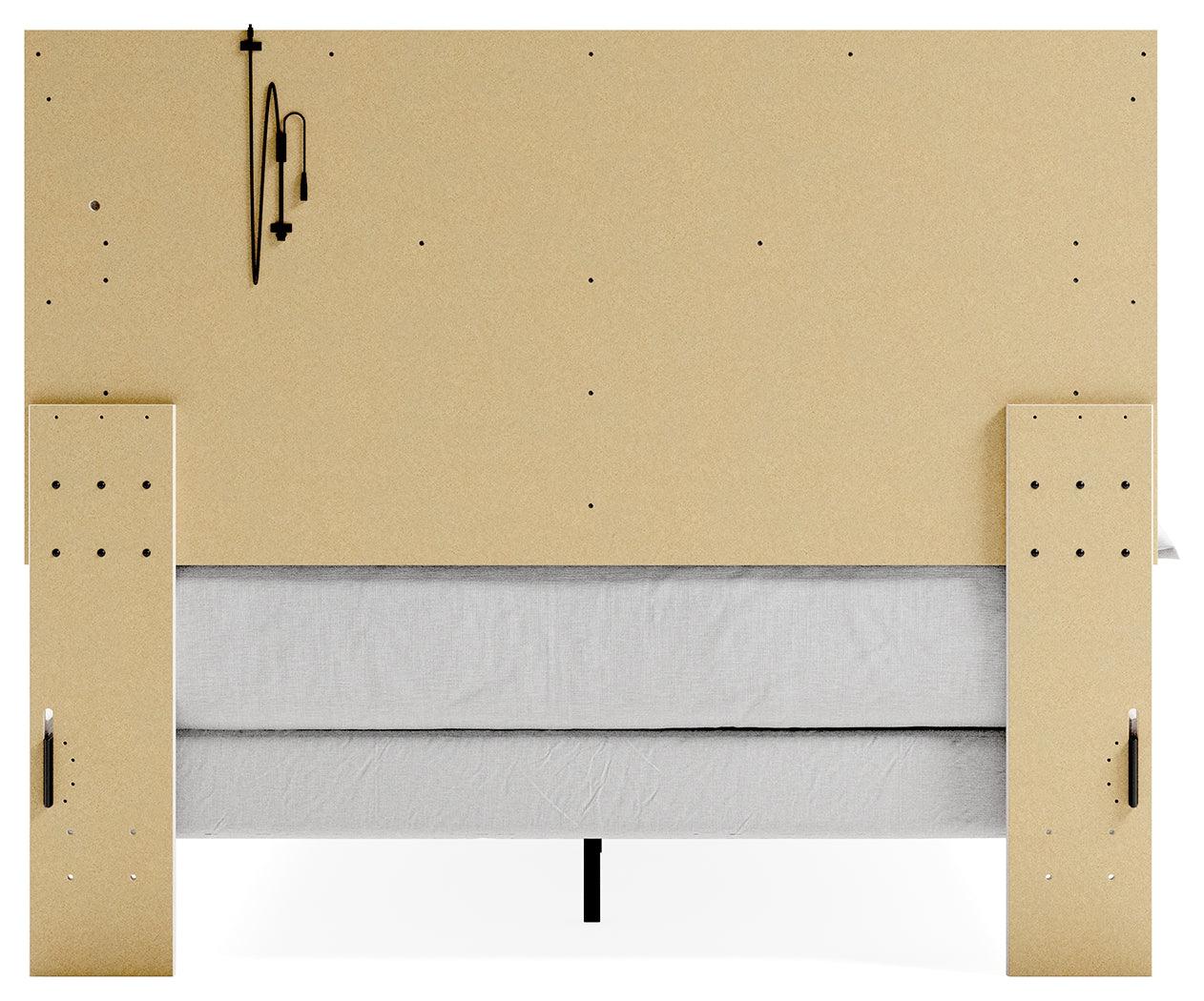 Altyra White Queen Upholstered Panel Bed back view