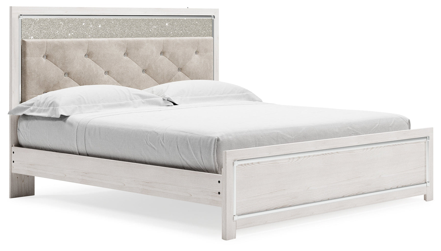 Altyra White King Panel Bed head-on view