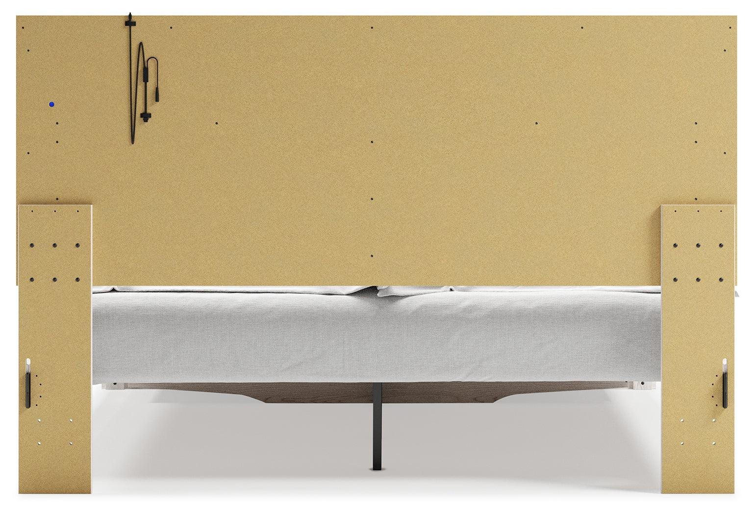 Back view of Altyra White King Upholstered Storage Bed