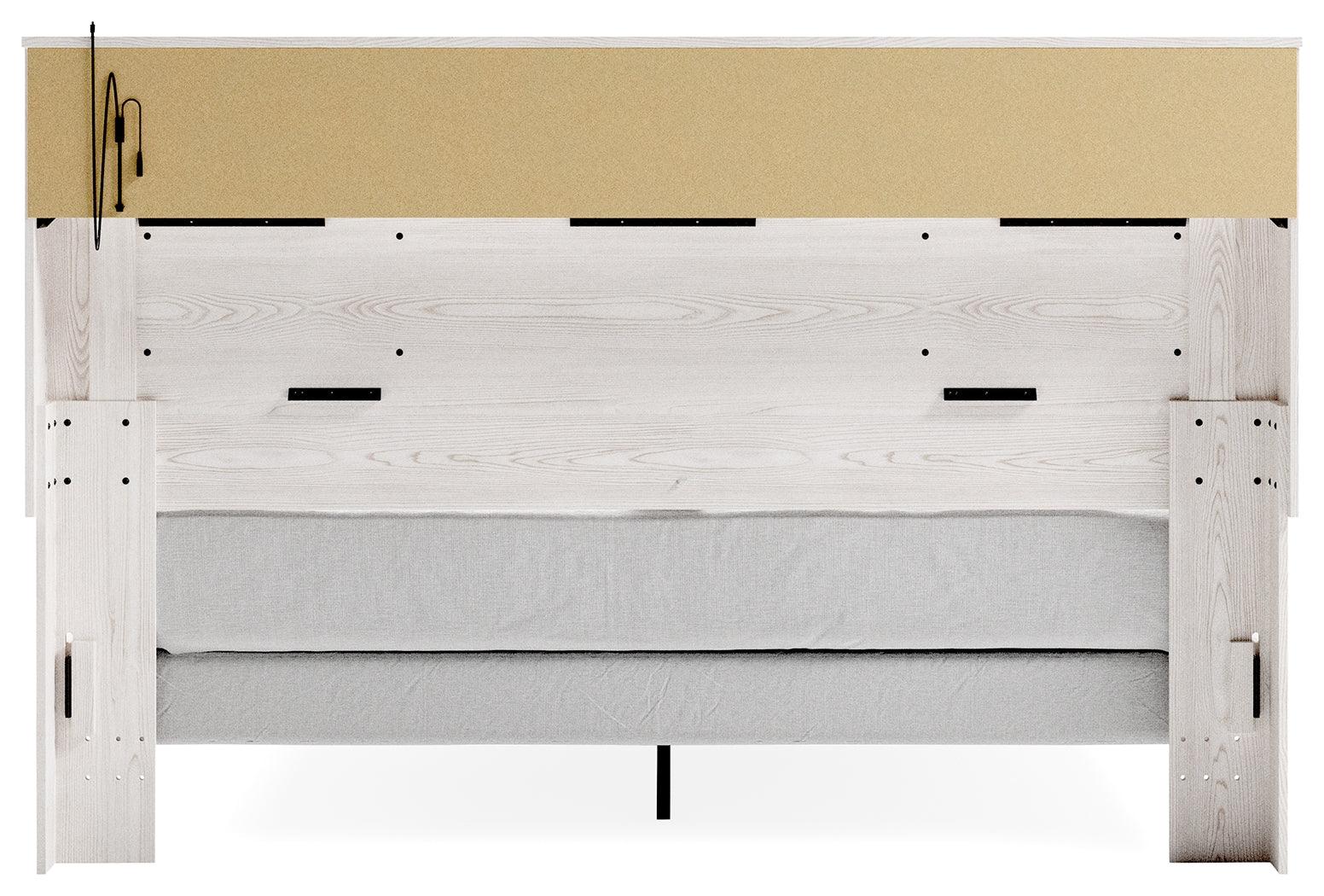 Altyra White King Panel Bookcase Bed back view showing frame structure