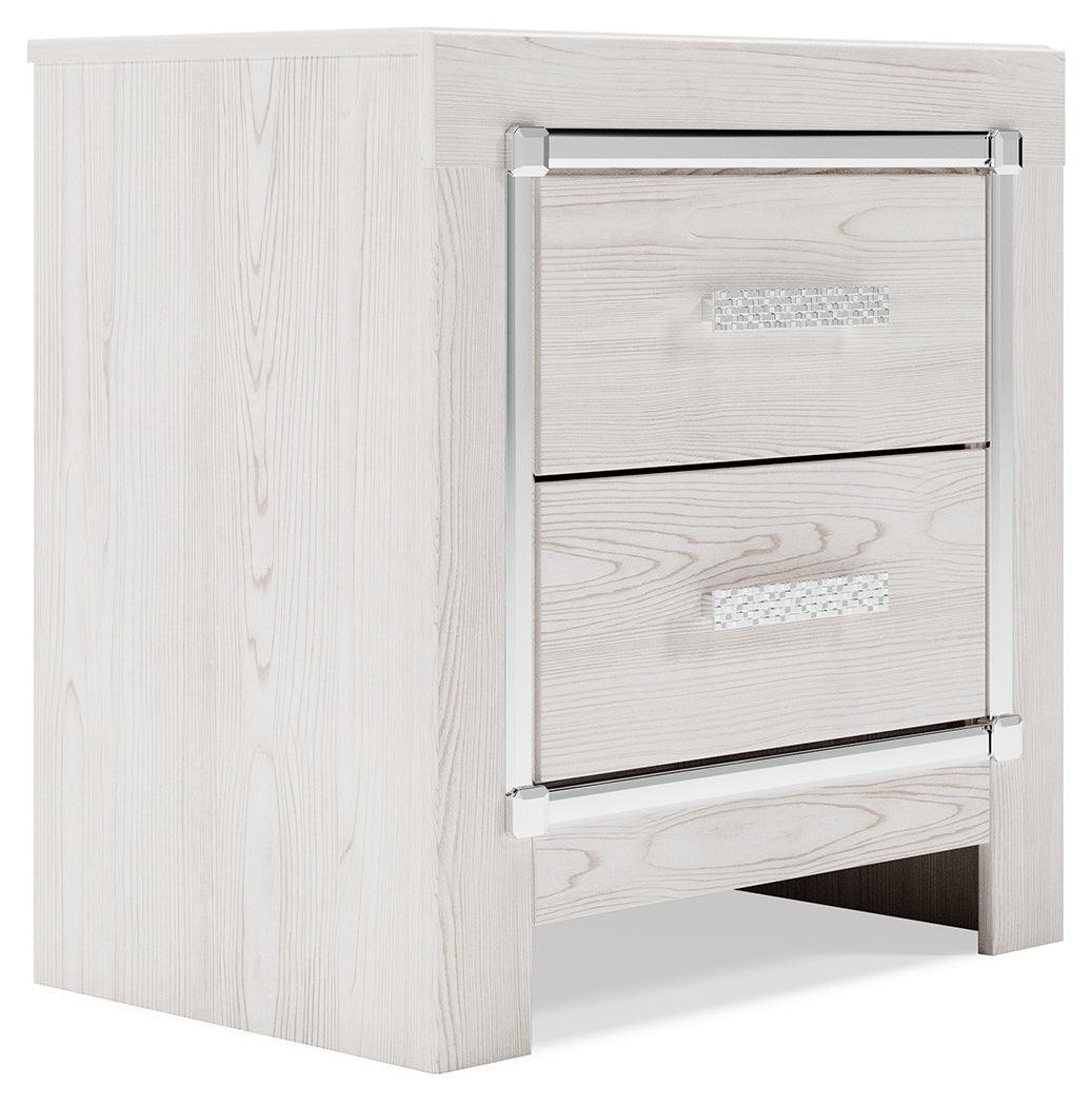 Altyra White Nightstand angled side view