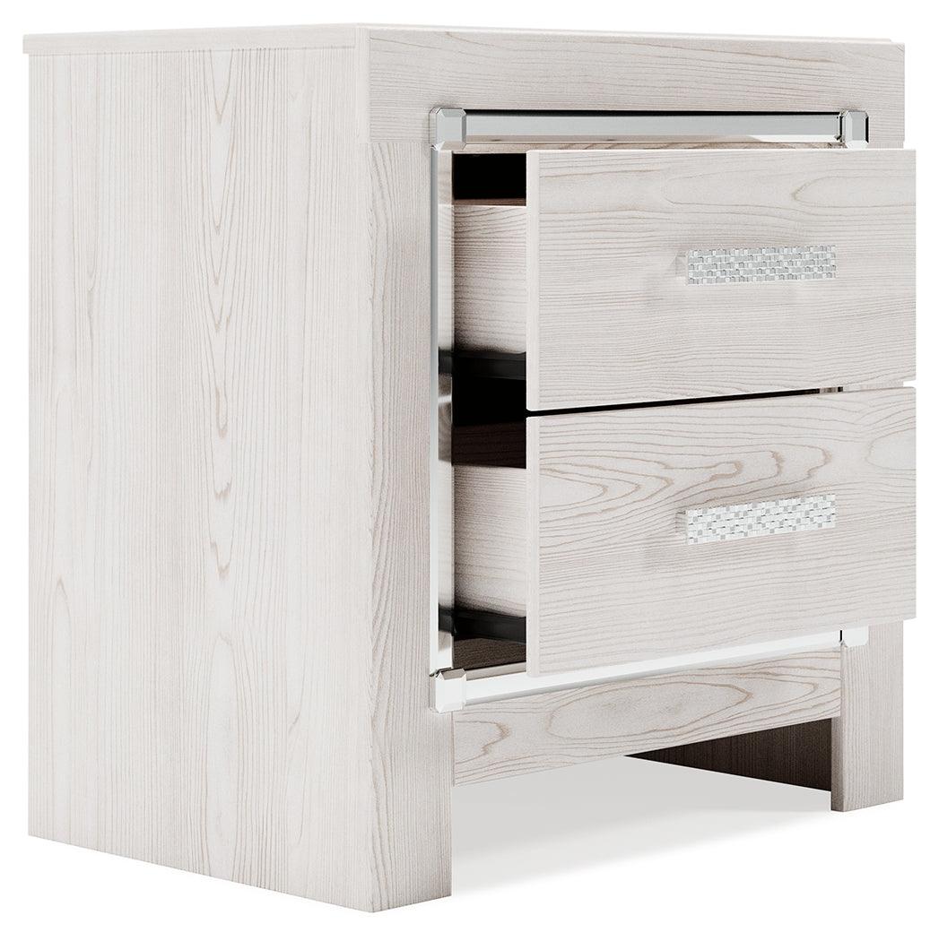 Altyra White Nightstand with drawers open