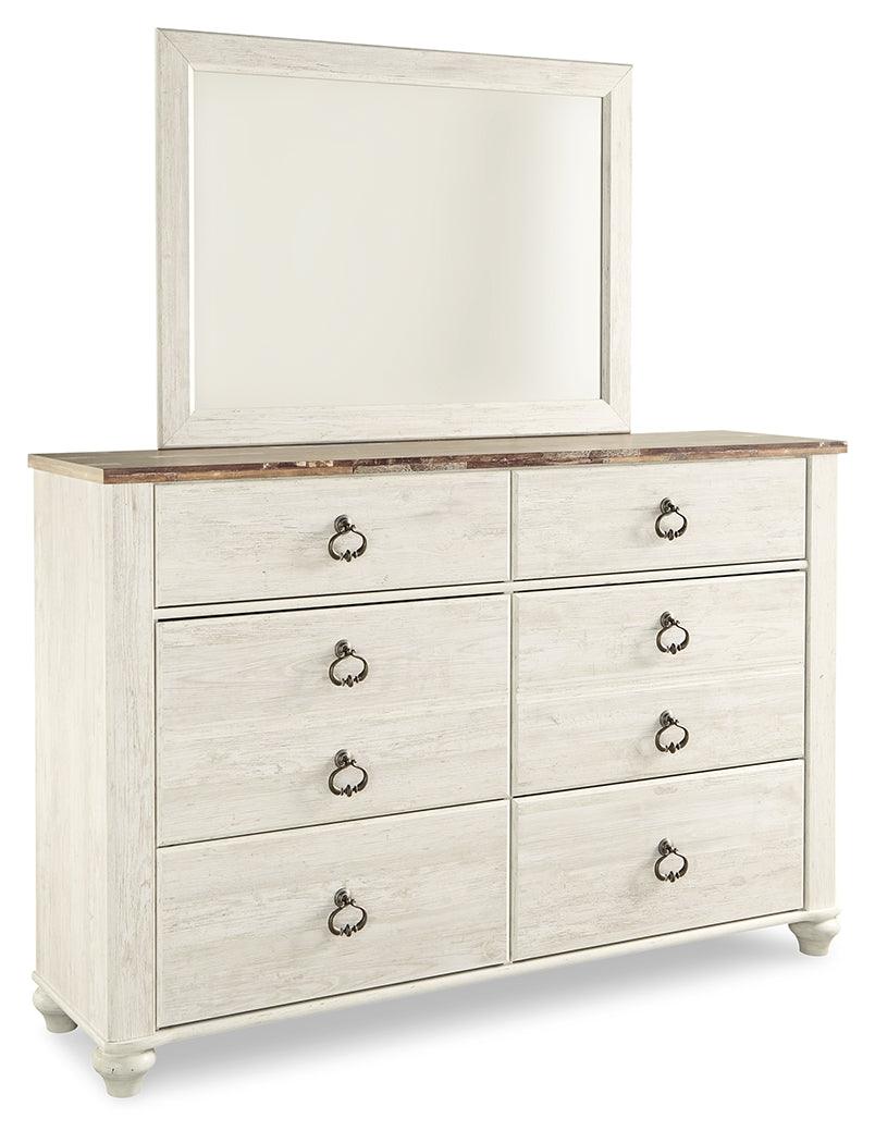 Willowton Whitewash Dresser And Mirror - Ella Furniture