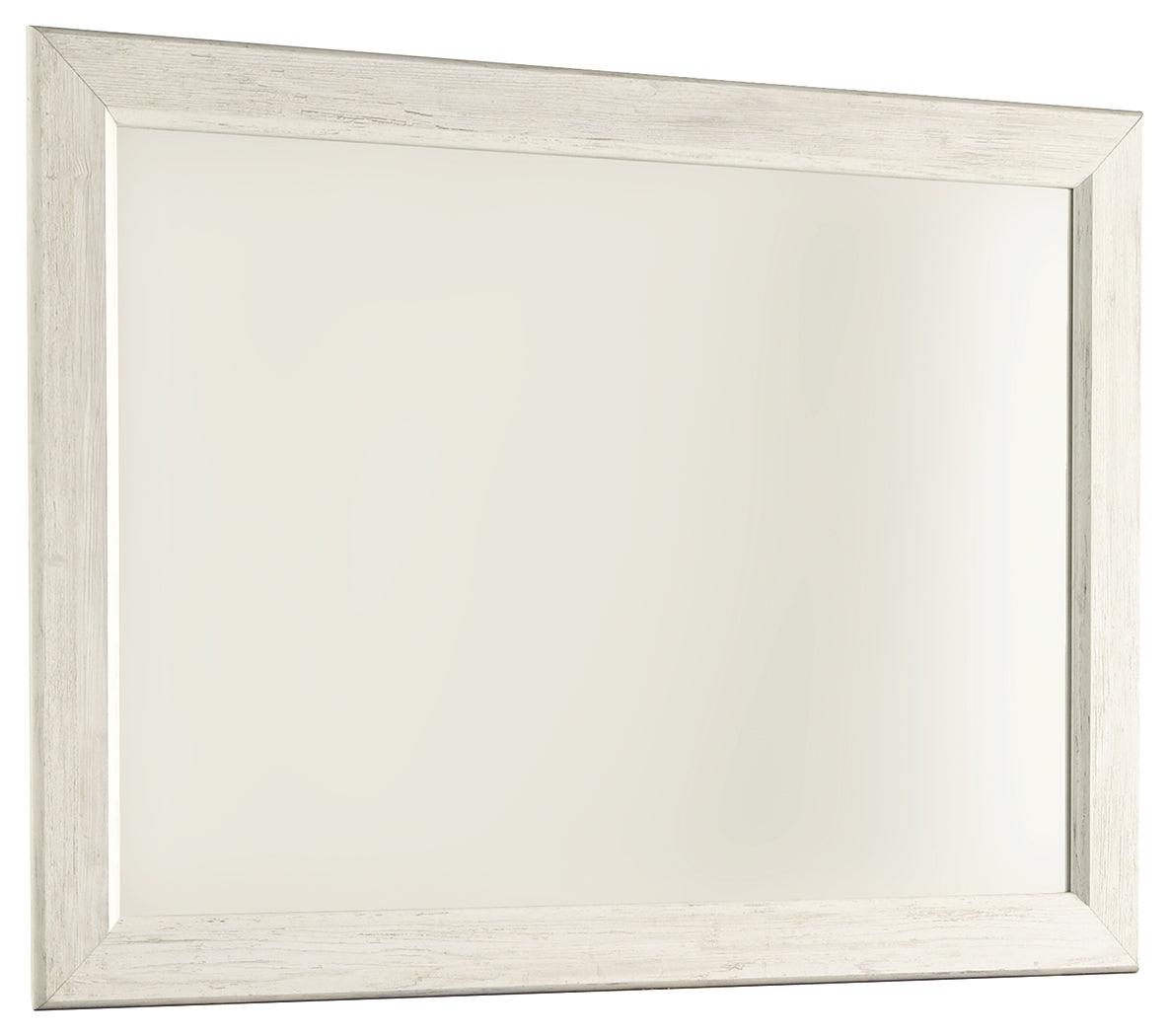 Willowton Whitewash Bedroom Mirror angled view highlighting texture