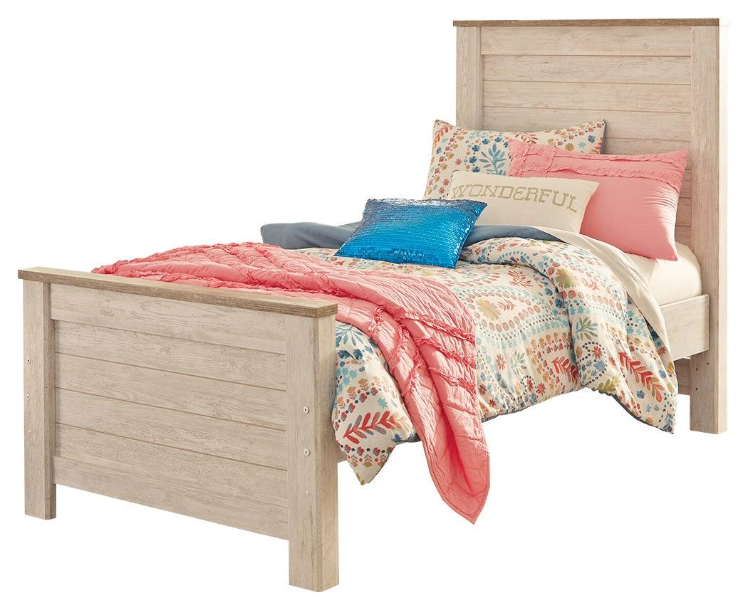 Willowton Twin Panel Bed complete assembled view