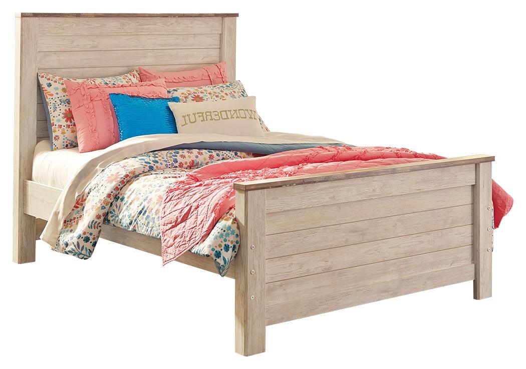 Willowton Whitewash Full Panel Bed bedroom setting