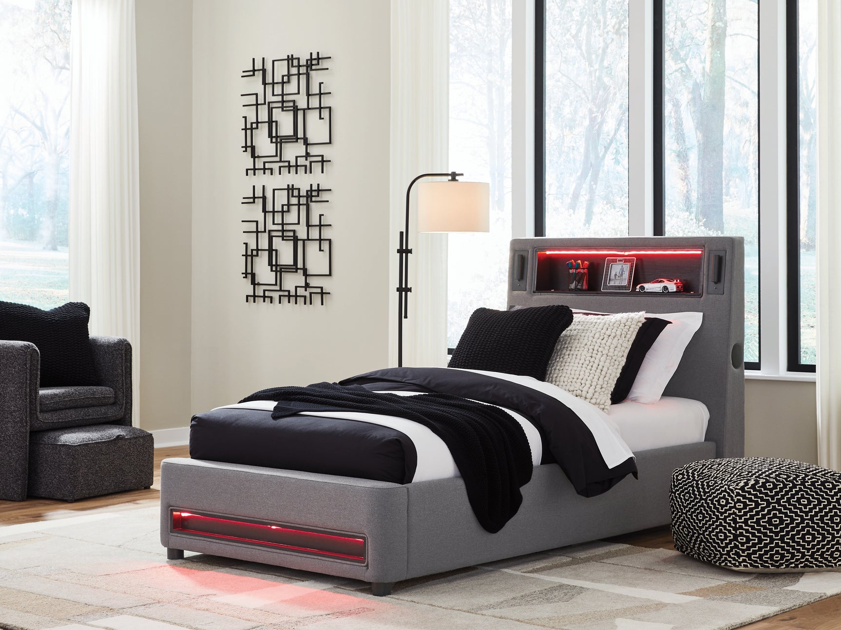 Verishaw Bed LED lighting red illumination close-up