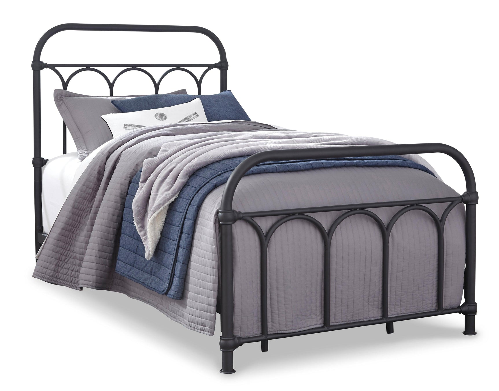 Nashburg Black Twin Metal Bed footboard detail