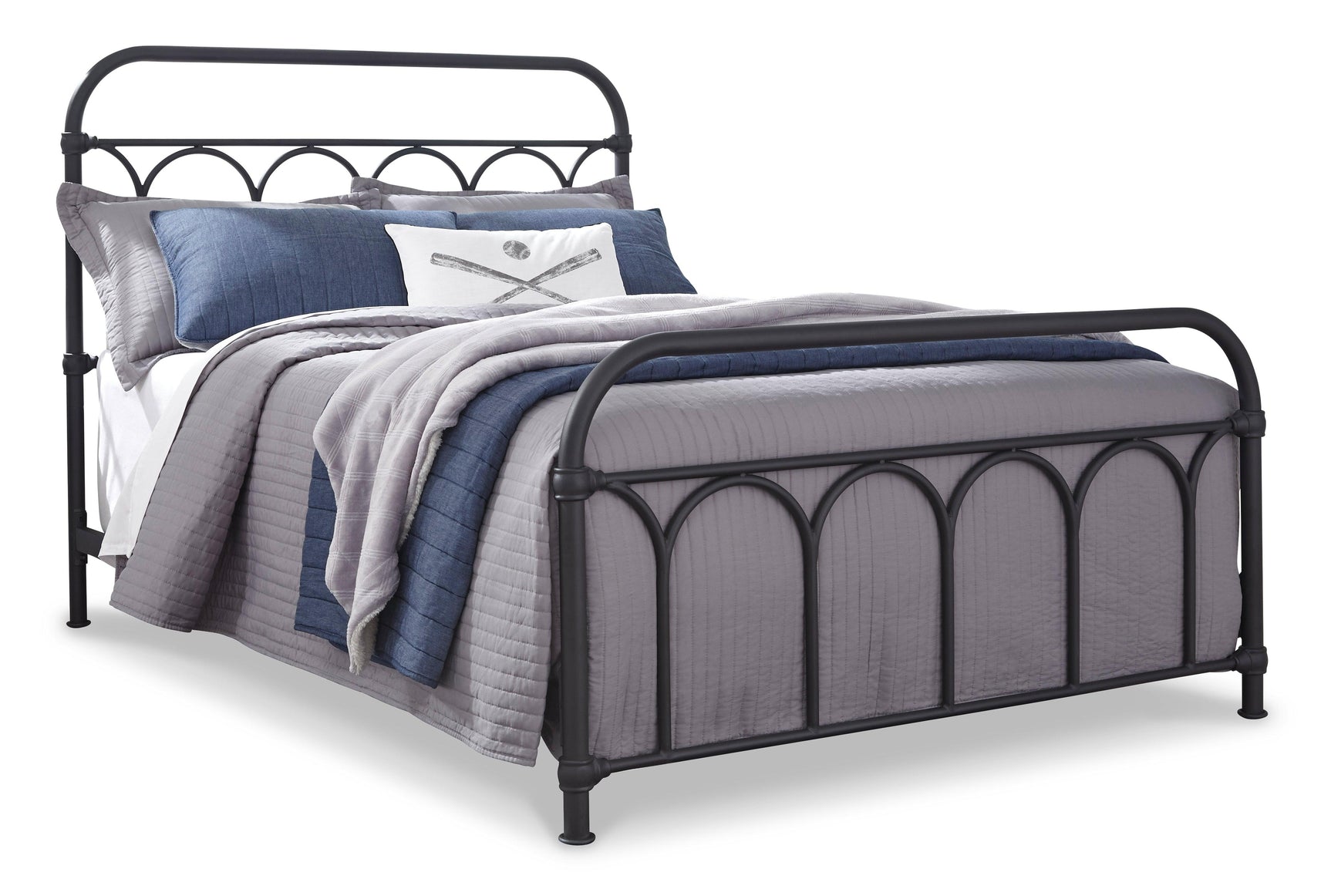 Nashburg Black Full Metal Bed assembled in showroom