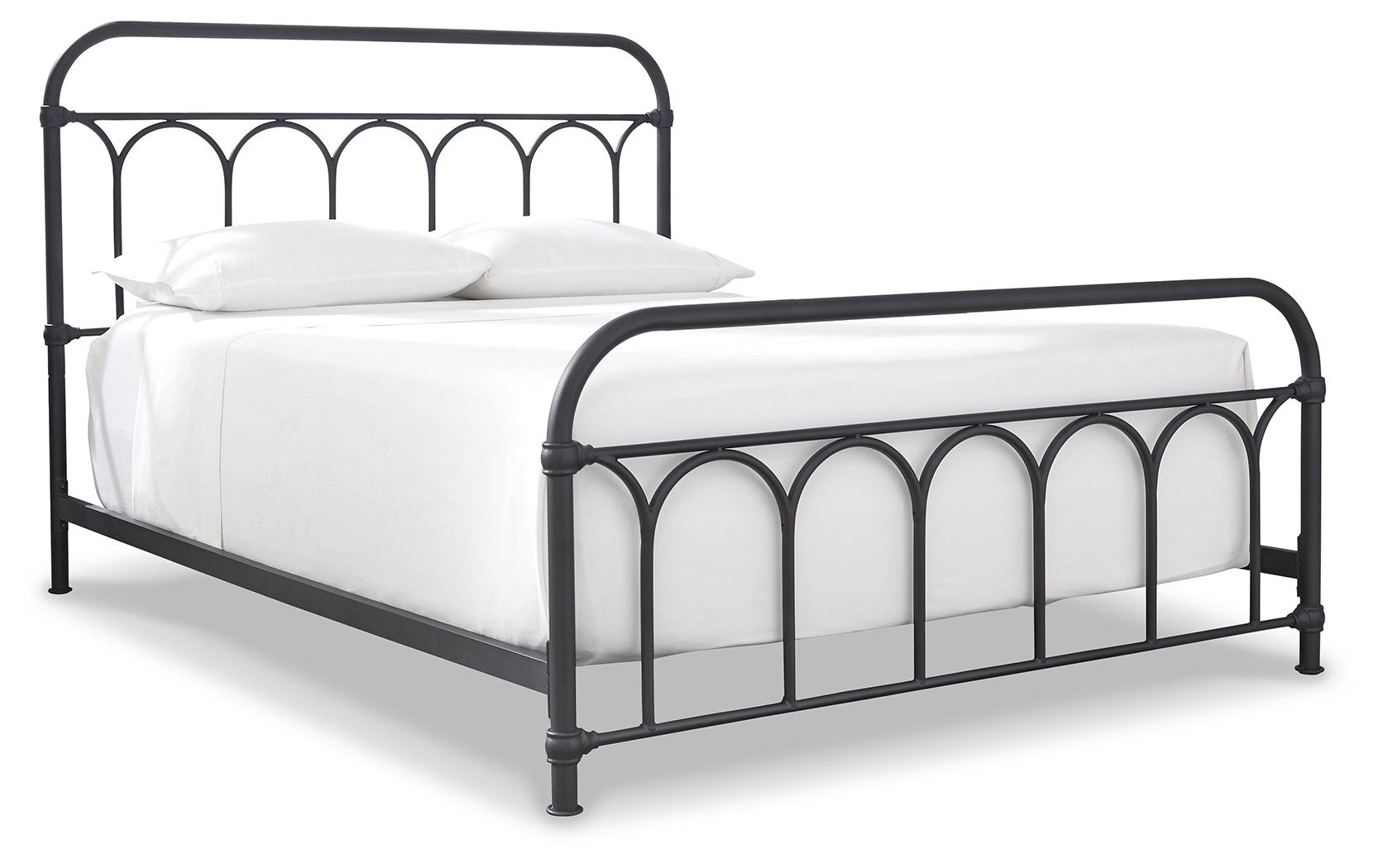 Nashburg Black Queen Metal Bed headboard close-up