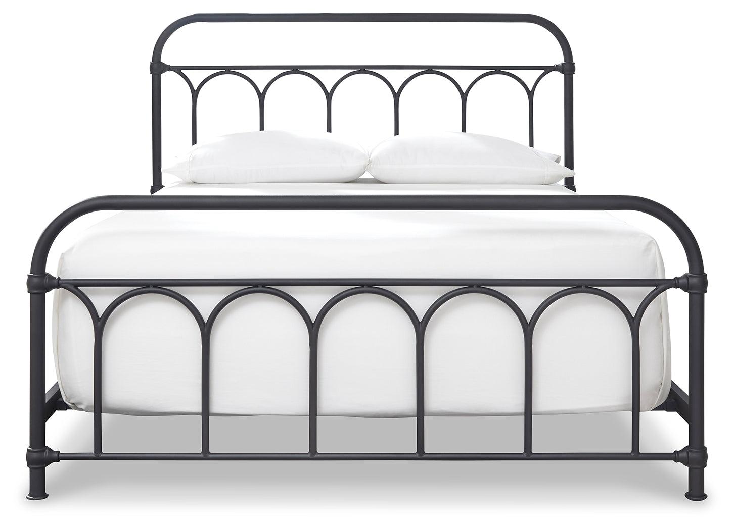 Nashburg Black Queen Metal Bed dimension diagram