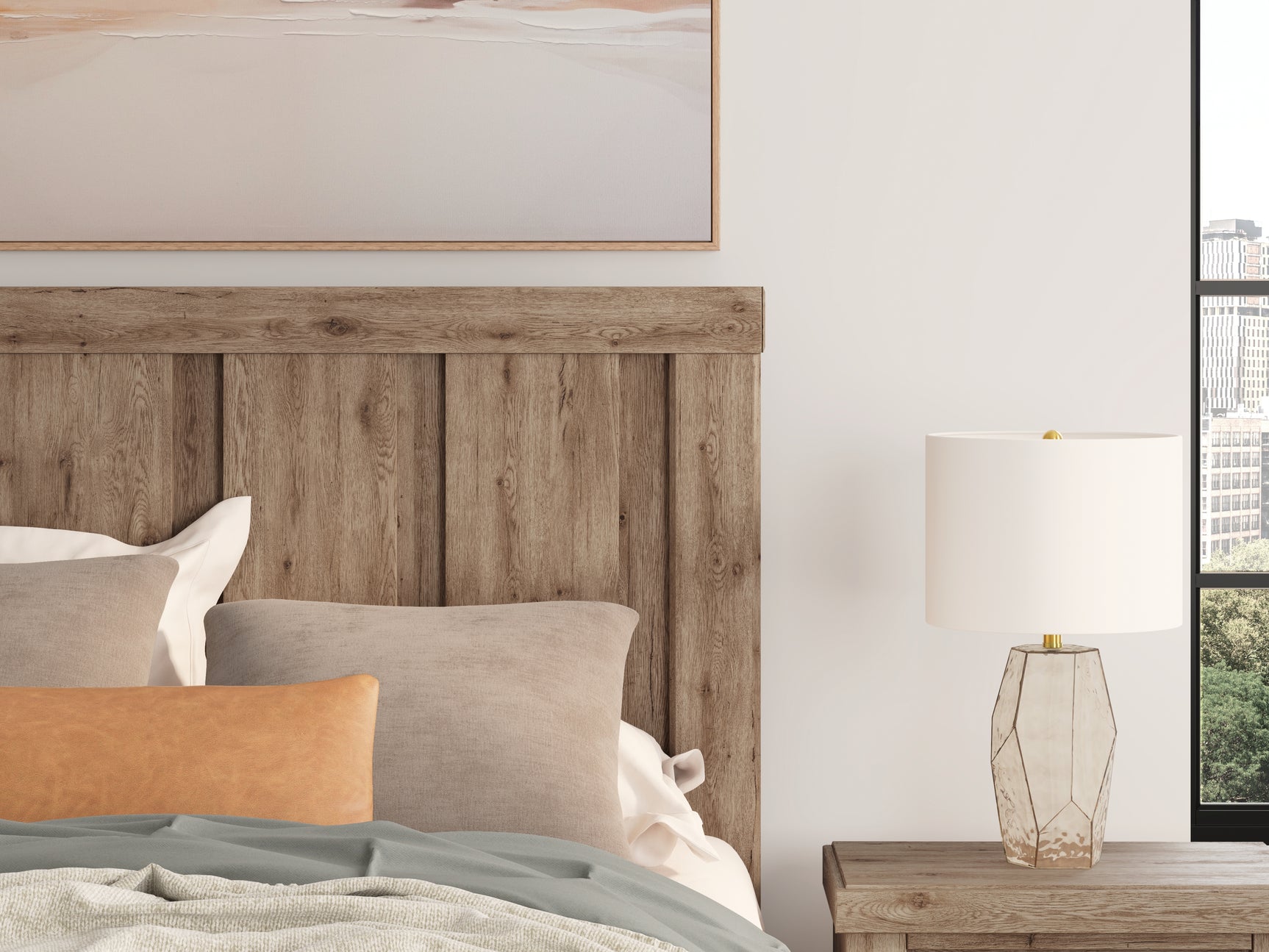Oliandon Queen Panel Bed headboard close-up