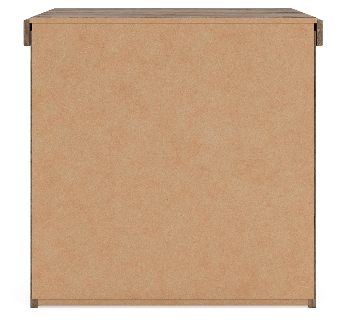 Back view of Oliandon Light Brown Nightstand