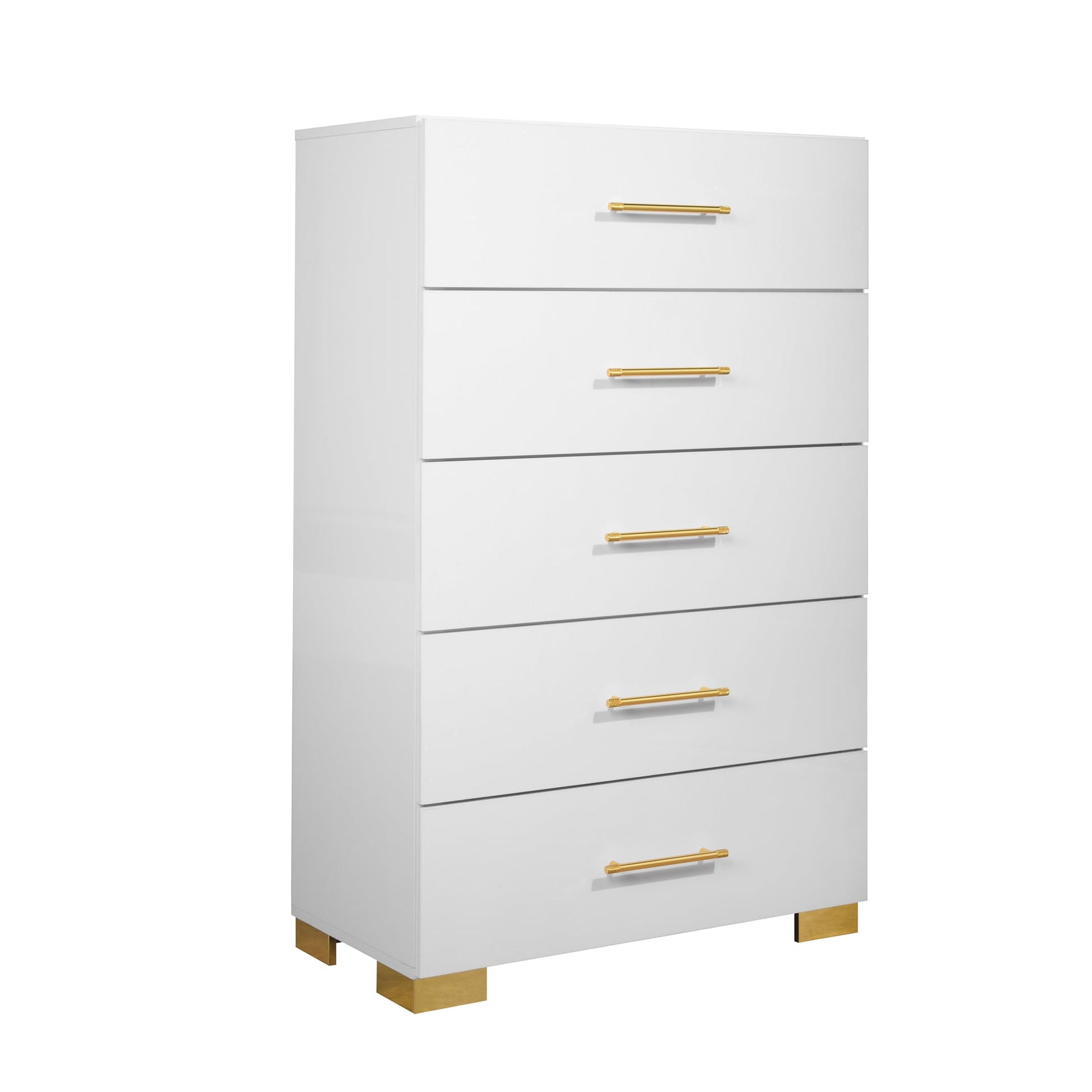 Close-up of Darya Chest drawer and gold accent handle