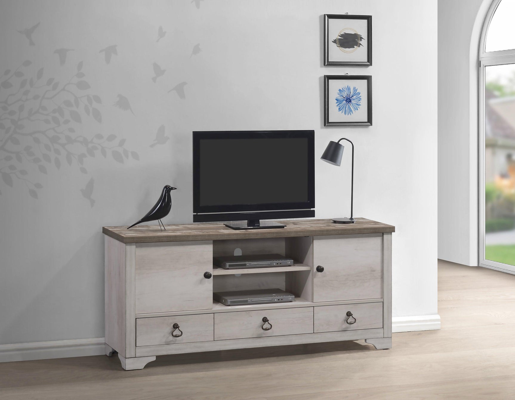Patterson Full Panel Bed in Driftwood Finish Solid Pine Wood