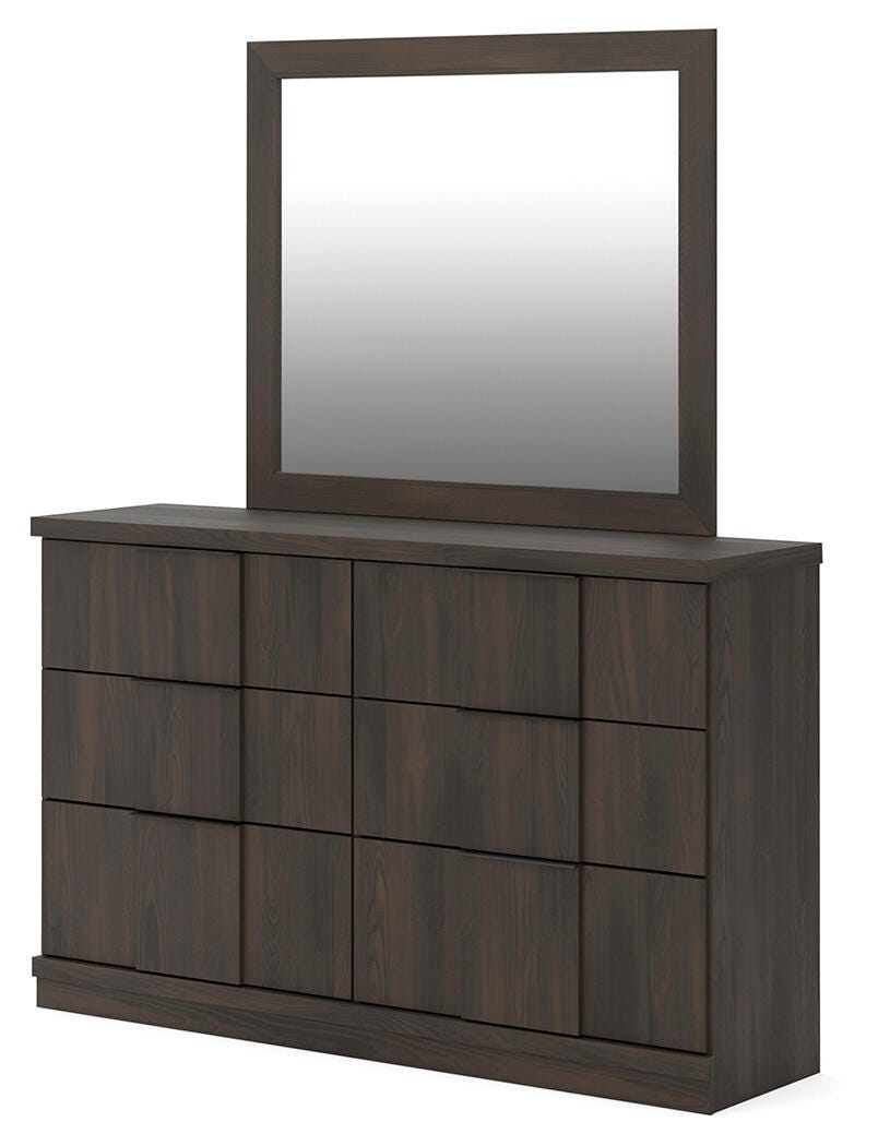 Shaehartin Dark Brown Dresser and Mirror angled view