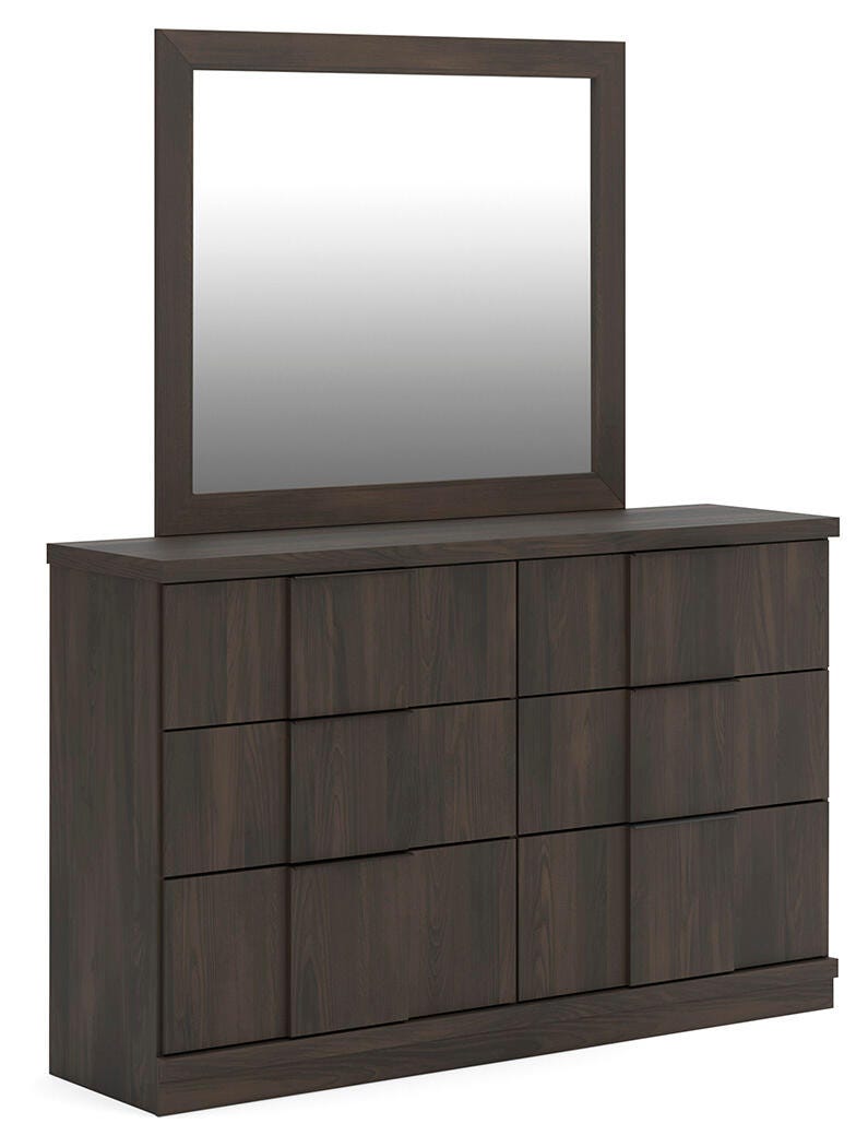 Shaehartin Dark Brown Dresser and Mirror angled view