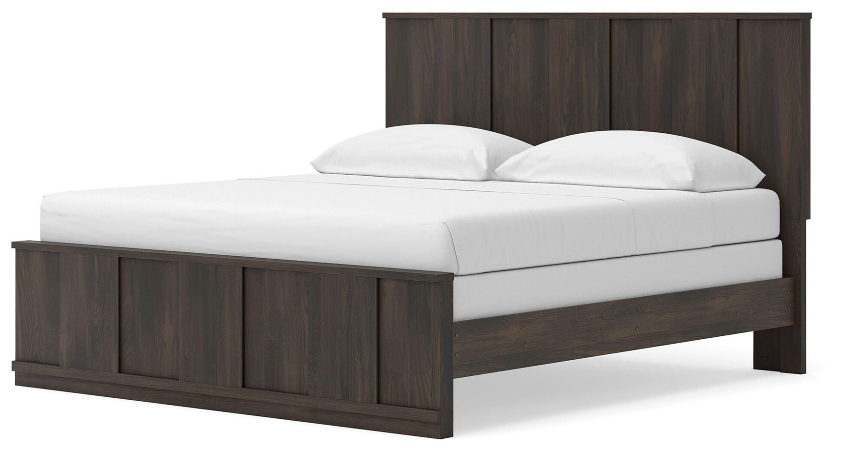 Shaehartin Dark Brown King Panel Bed angled view