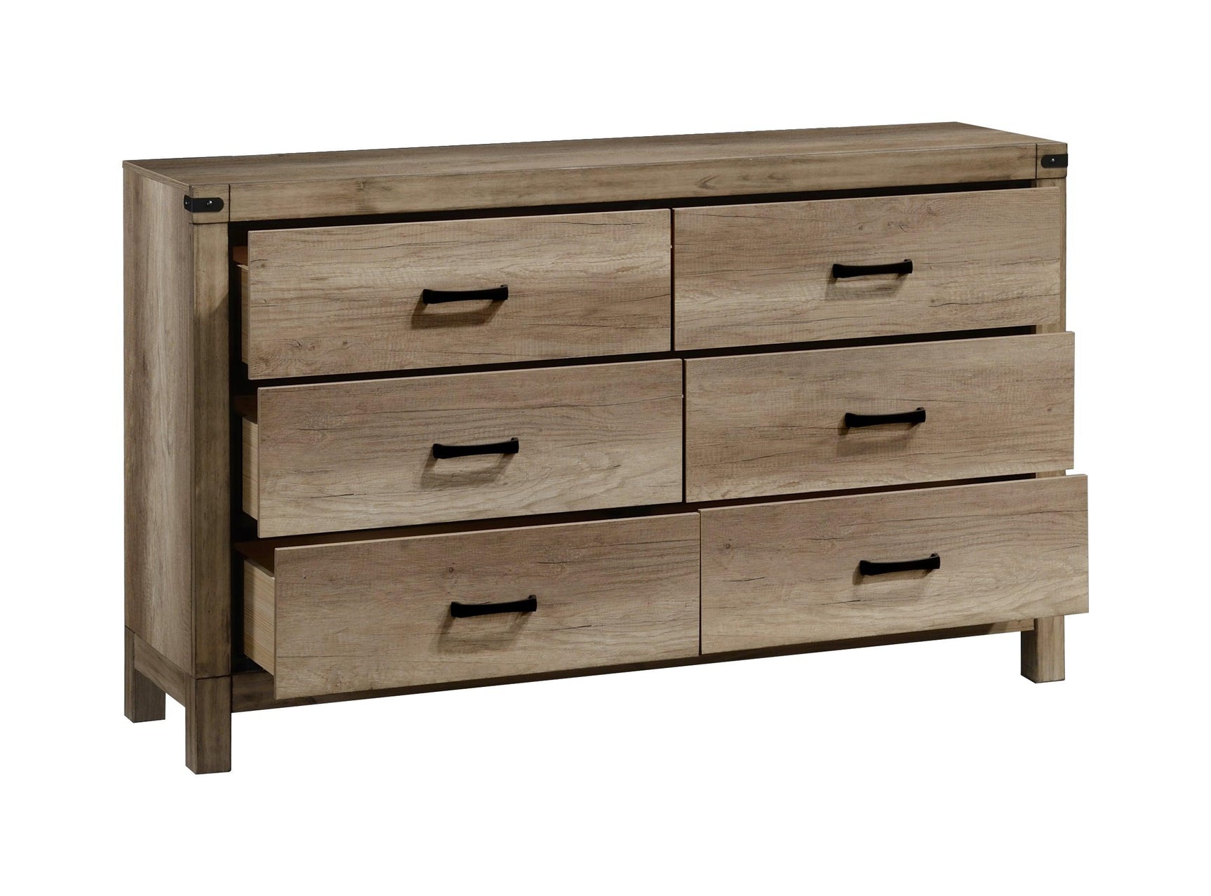 Matteo 5-drawer black melamine chest contemporary sleek wood and metal design