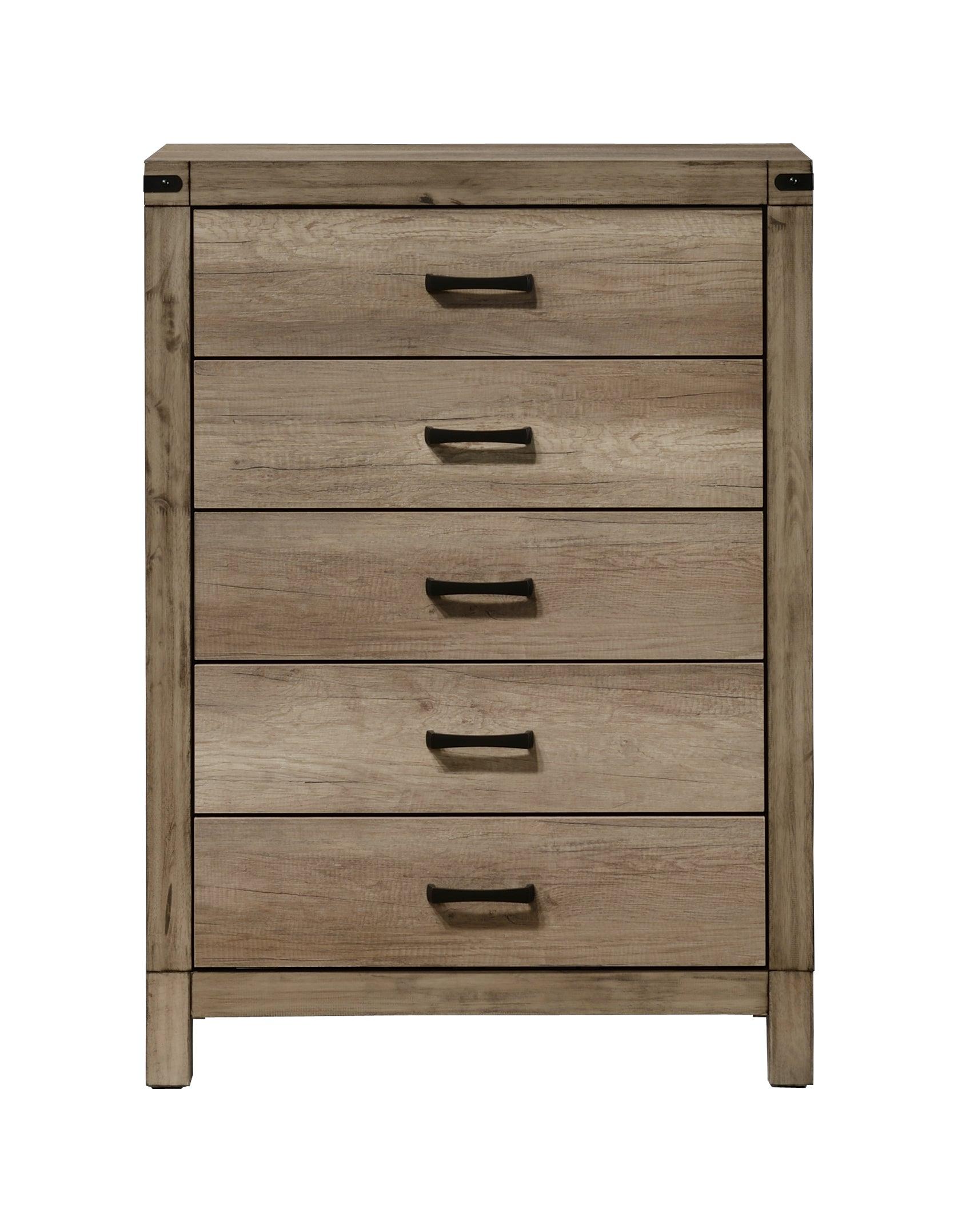 Matteo 5-drawer black melamine chest contemporary sleek wood and metal design