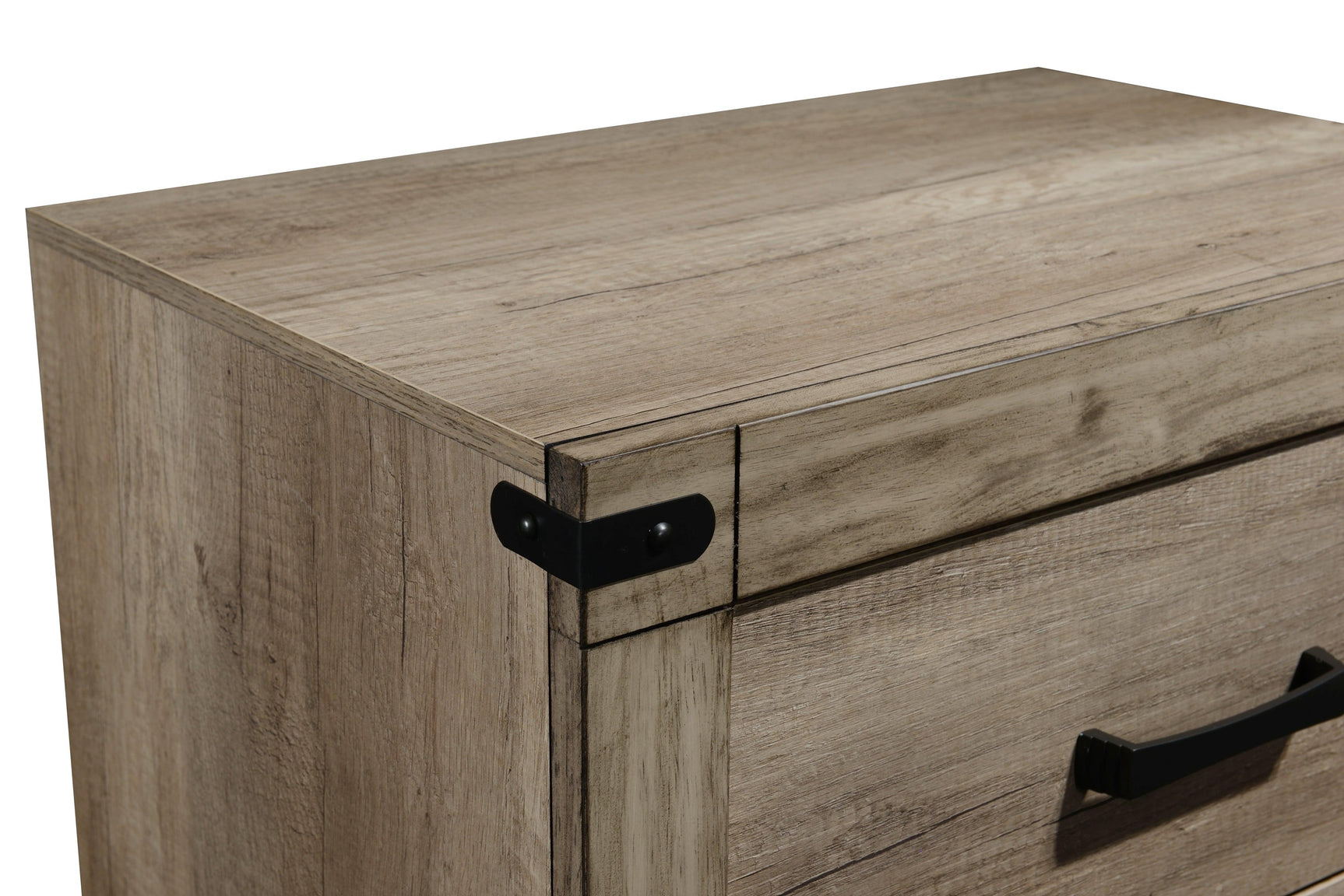 Matteo Dresser Melamine, Contemporary Rustic Woodgrain, Kenlin 6 Drawers Glides - Ella Furniture