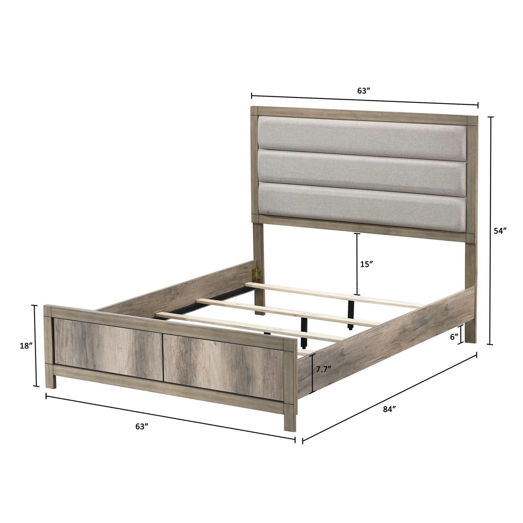 Matteo Light Brown Upholstered Panel Queen Bed view 4