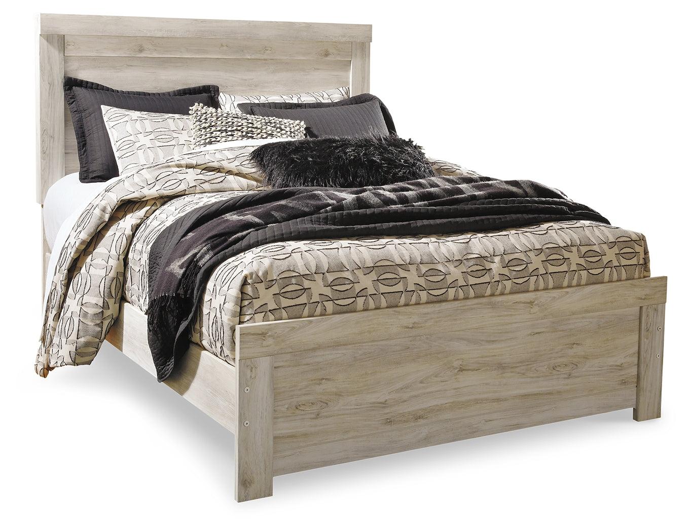 Bellaby Whitewash Queen Panel Bed side angle