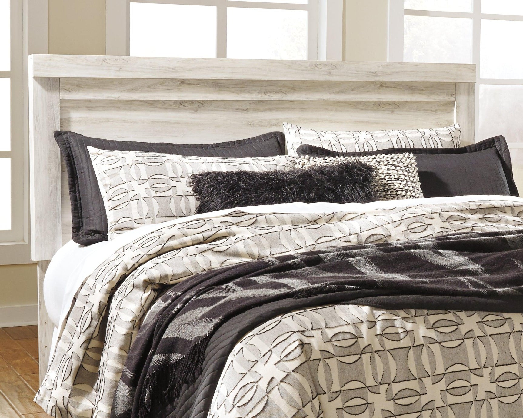 Bellaby Whitewash King Panel Bed close-up of whitewash finish texture