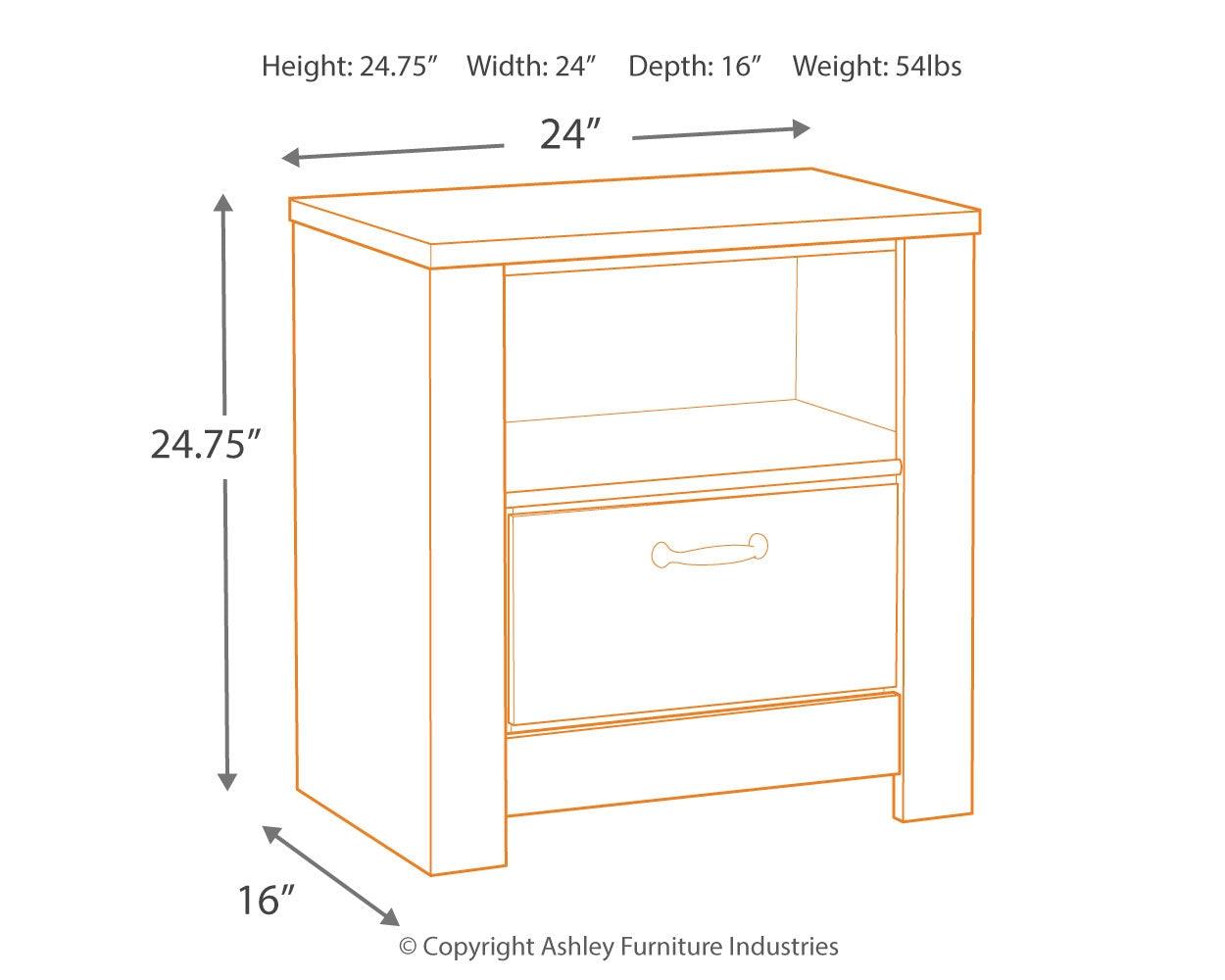 Bellaby Nightstand USB charging port side detail