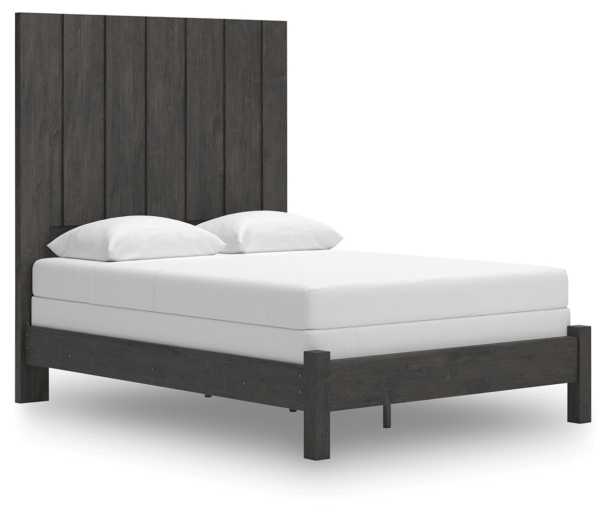 Fraluna Charcoal Queen Panel Bed angled left view