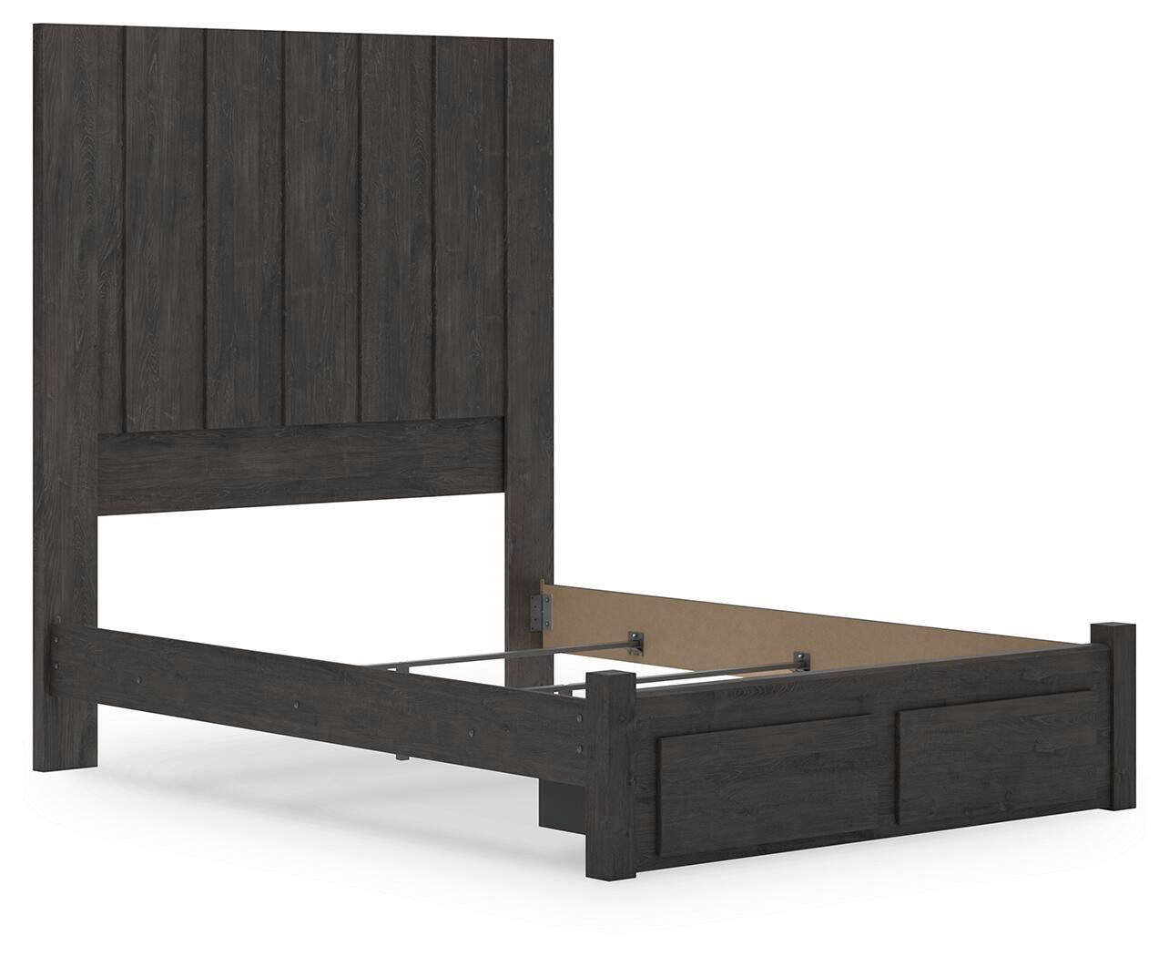 Fraluna Charcoal Panel Storage Bedroom Set angled view