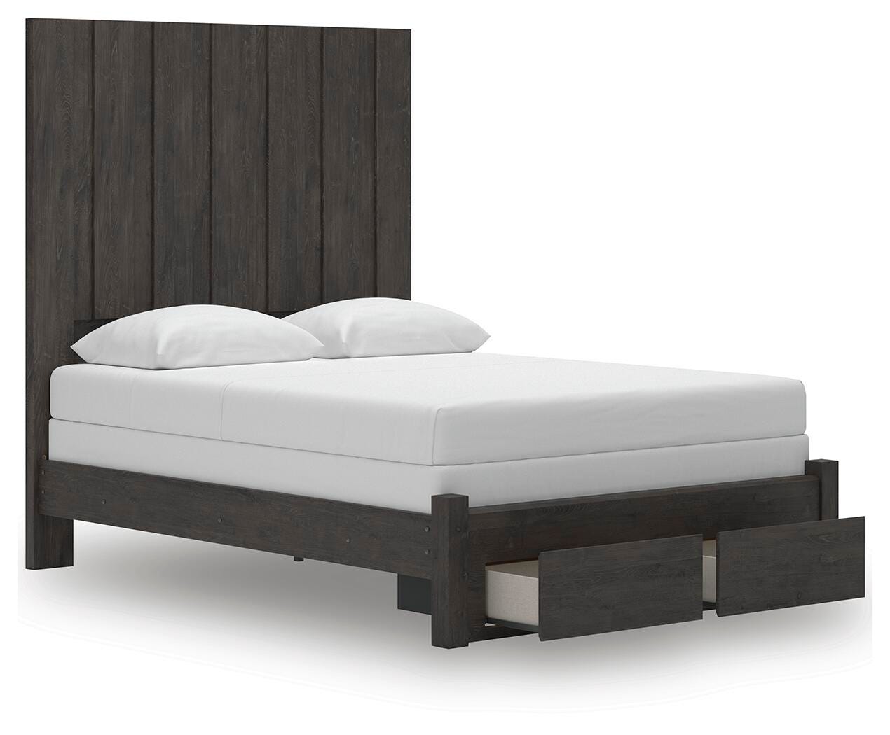 Fraluna Charcoal Panel Storage Bedroom Set angled view