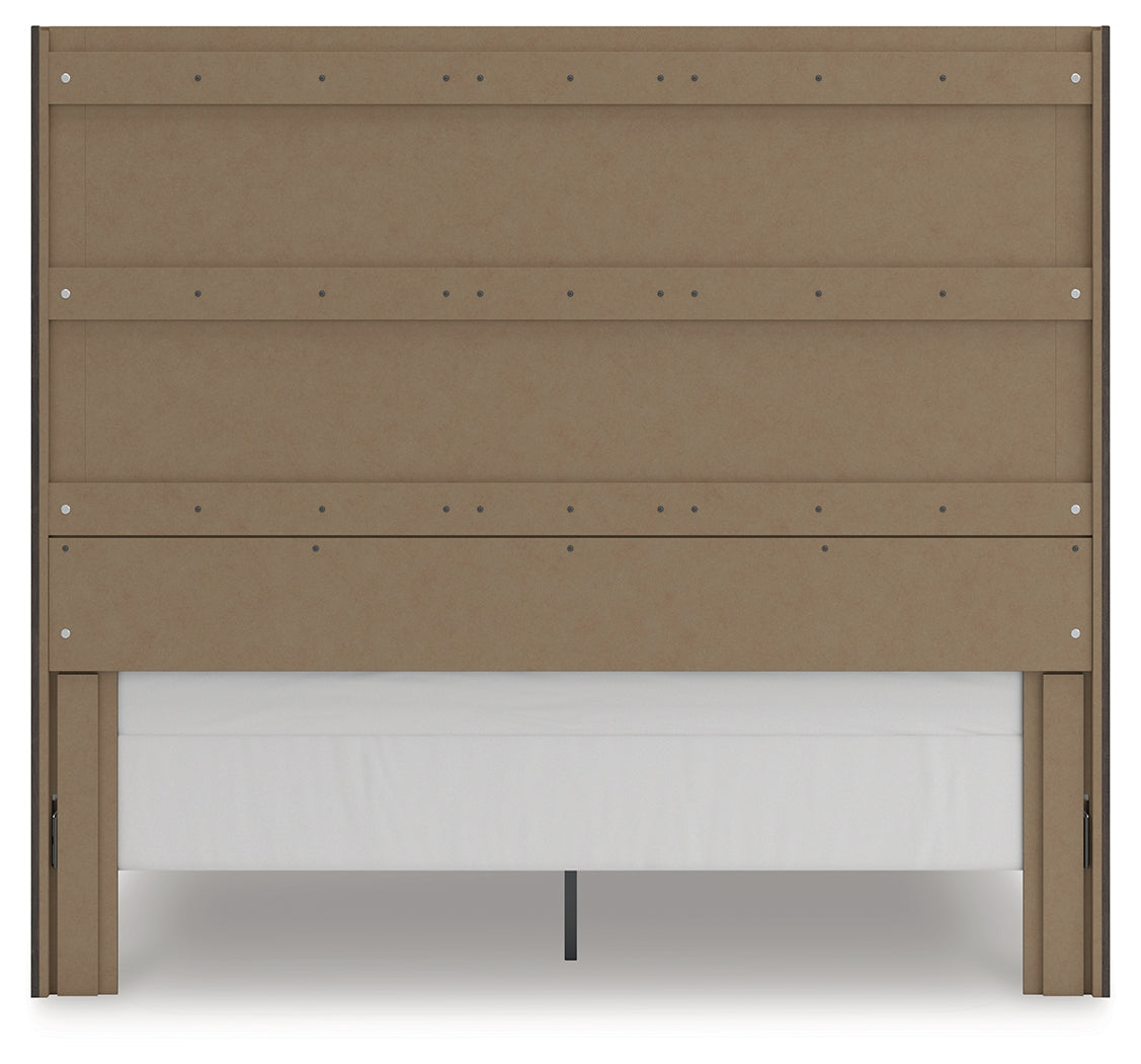 Fraluna Charcoal King Panel Storage Bed back view