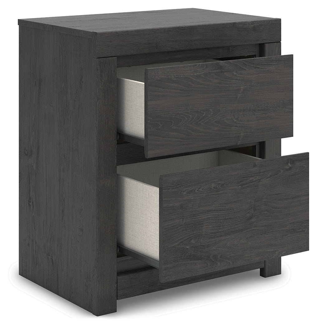Fraluna Charcoal Nightstand drawer detail