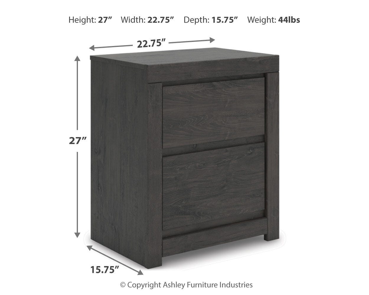 Fraluna Charcoal Panel Bedroom Set dimension view