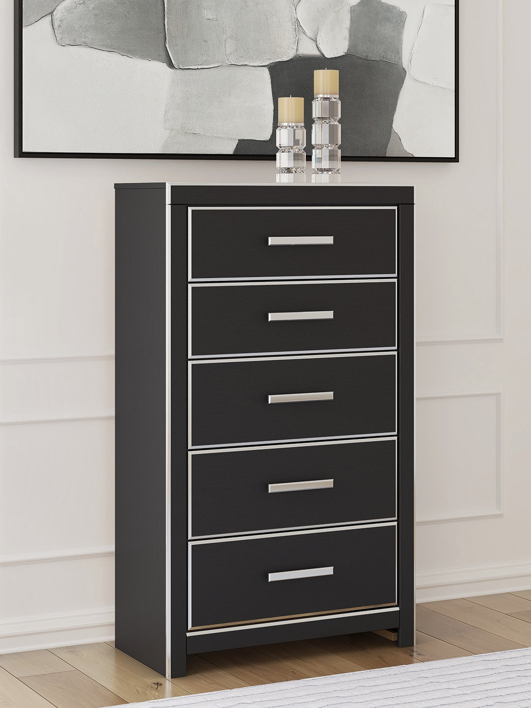 Zuraleus black chest of drawers side view