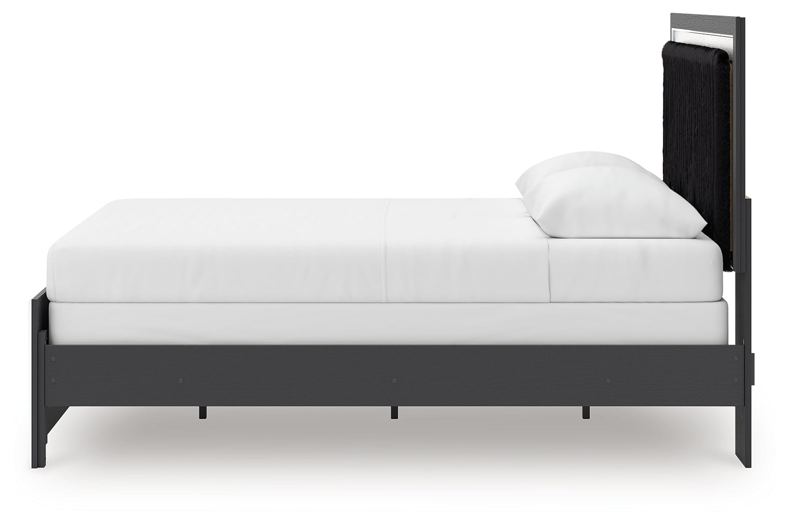 Zuraleus Black Queen Upholstered Panel Bed upholstery detail