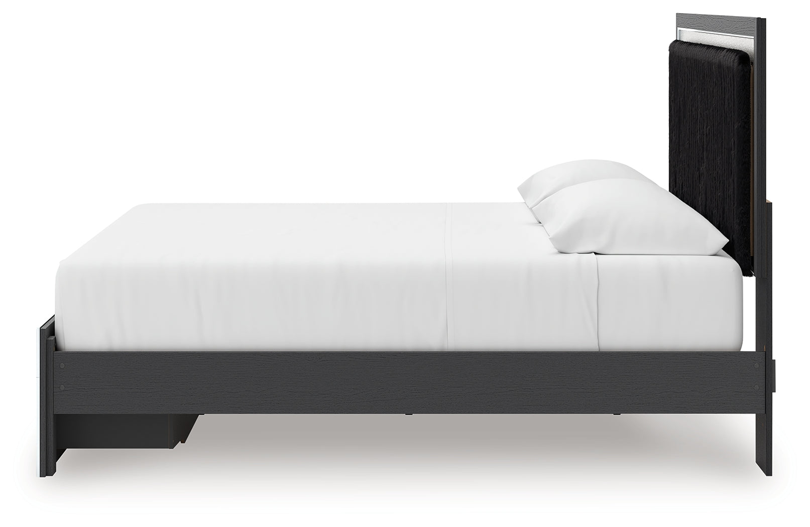 Zuraleus Black King Upholstered Panel Storage Bed side alternative angle