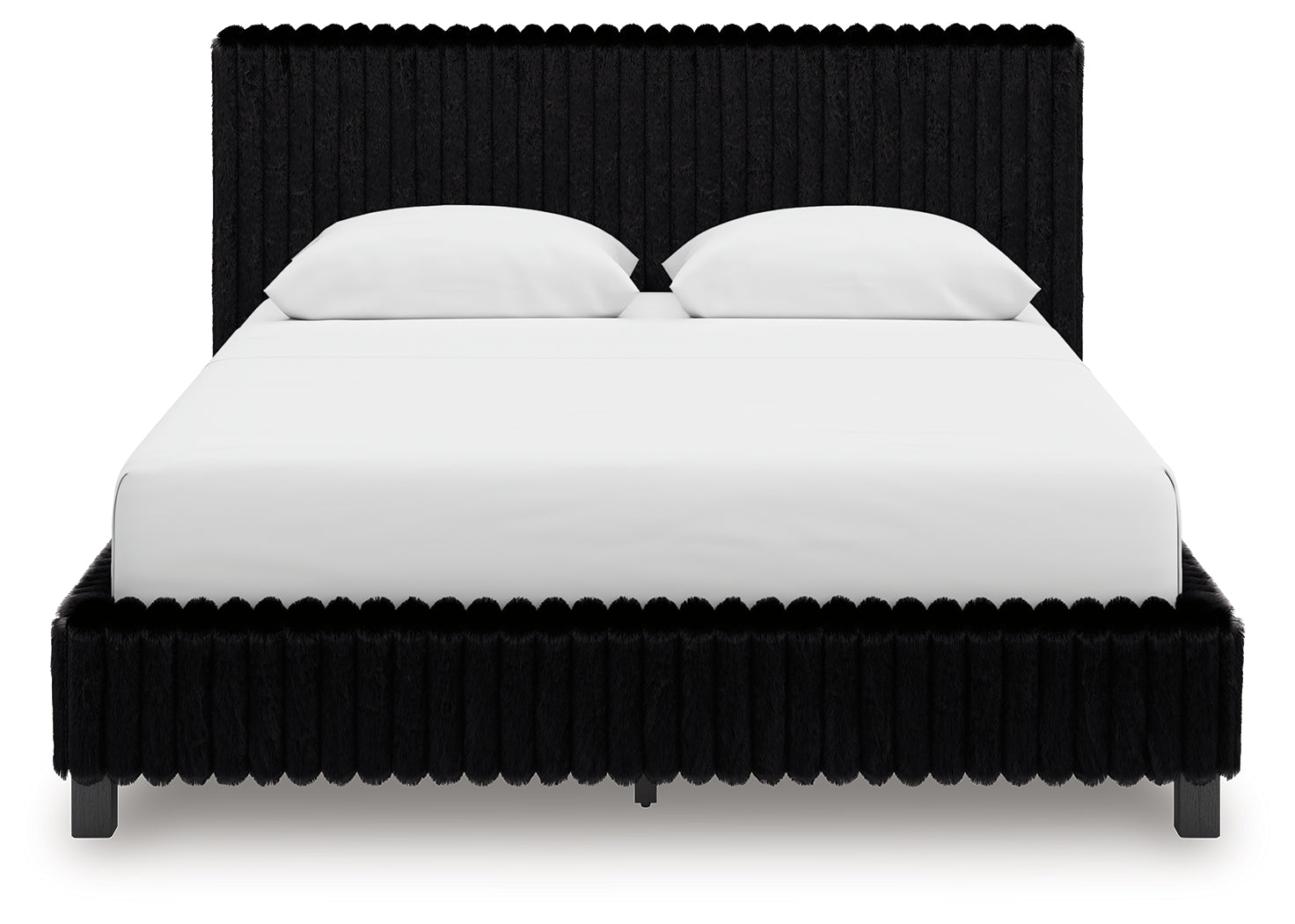 Zuraleus Black Queen Upholstered Panel Bed back view